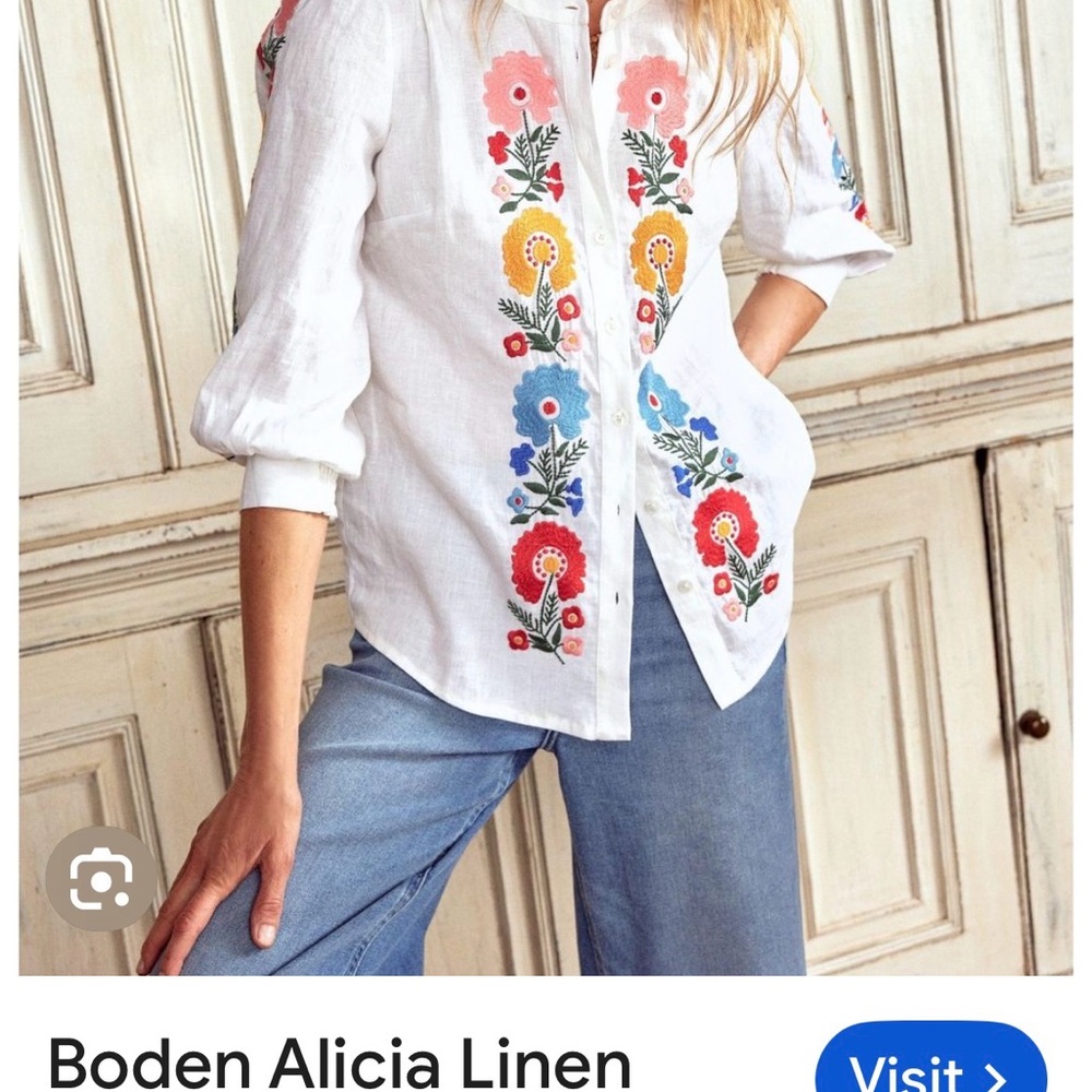 Boden top NWT Alicia linen top
White Embroidered Floral top US 8 current - Picture 12 of 15